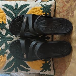 Crocs Wedge Heel Sandals, Size 9, Black
